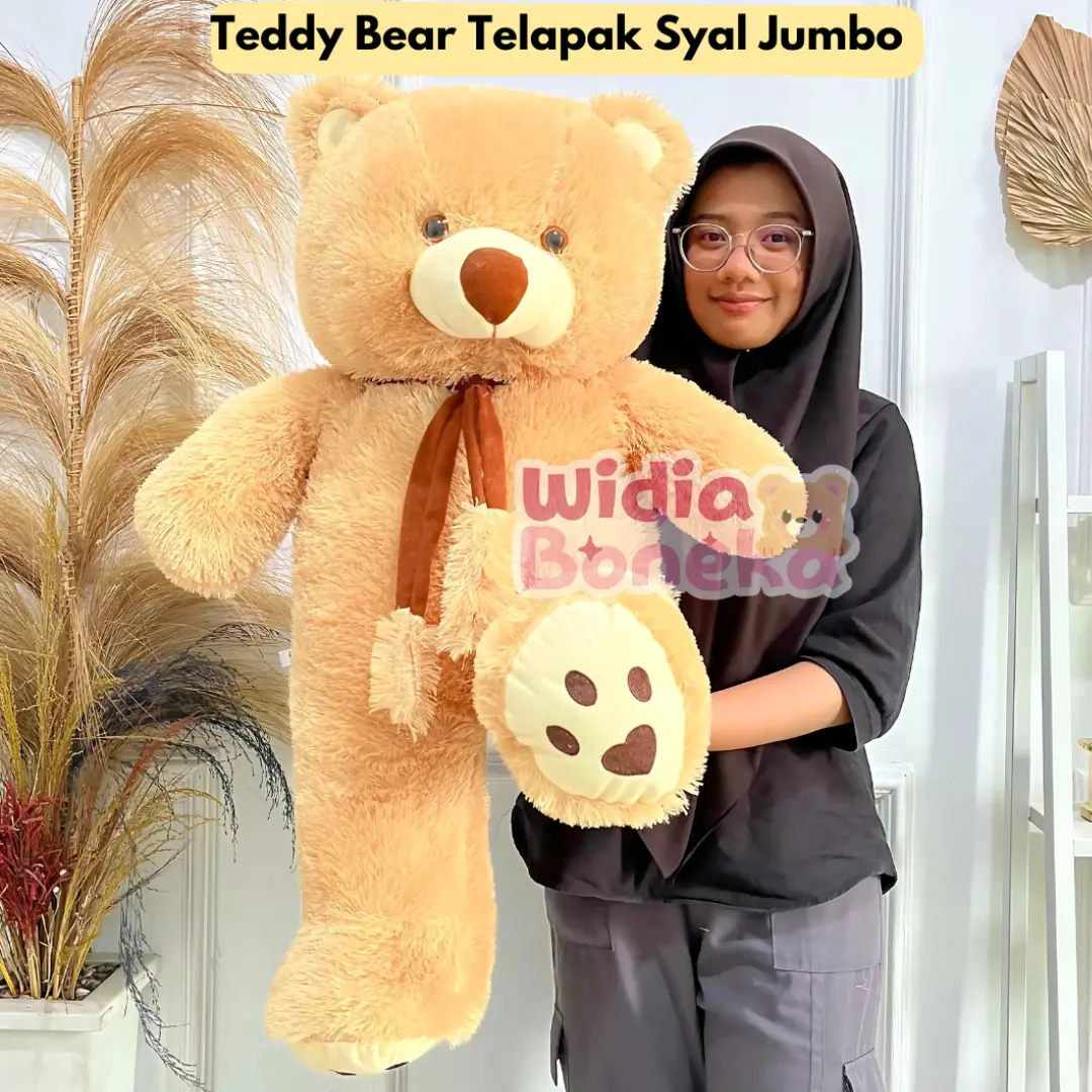 Boneka Teddy Bear Syal Telapak Jumbo 90cm Dolls Toys