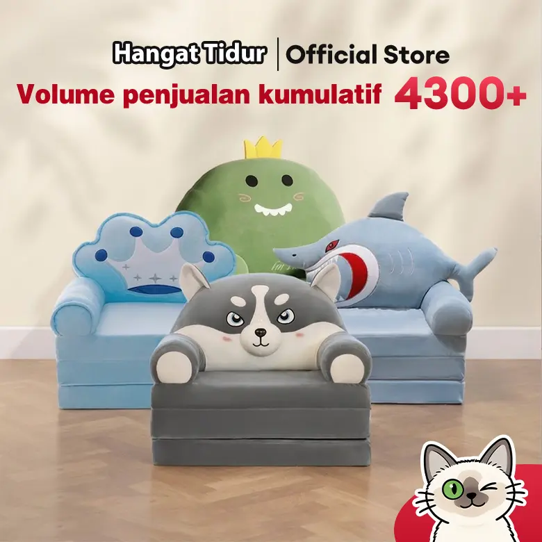 Sofa Anak Lipat Multifungsi Karakter Lucu, Kursi Sofa Mini untuk Bayi Anak Balita, Bisa Jadi Matras Tidur Santai, Bantal Sofa Lembut Nyaman, Mudah Dilipat untuk Belajar Bermain dan Istirahat di Rumah