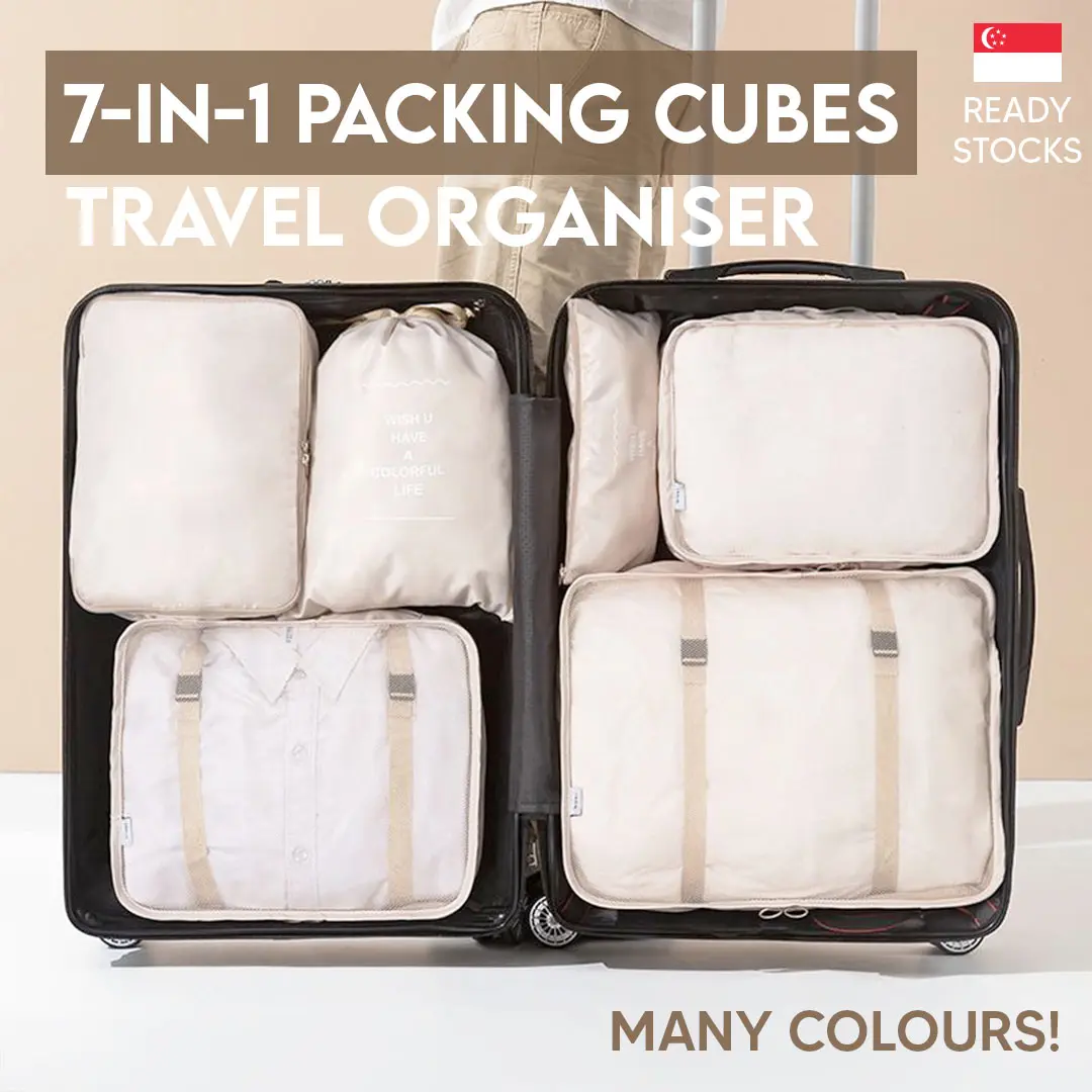【FAST DELIVERY】7 Pcs Travel Packing Cubes Travel Organiser Set Waterproof Sorting Storage Packing Organiser