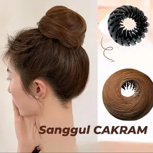 KONDE CEPOL CAKRAM SANGGUL INSTAN WIG MESSY BUN RAMBUT PALSU HAIR SINTETIS ANTISLIP SIRKAM JEPIT PREMIUM ANTI KILAP