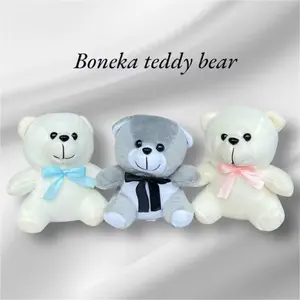 Boneka Teddy Bear Buket Ukuran 15cm sudah include pita/Boneka Mini Bear Bahan Velboa Lembut