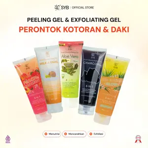【SYB Facial Glowing Peeling Gel】- Gel Eksfoliasi [Available in 3 varian : Aloe Vera - Milk & Snail - Charcoal] untuk Kulit Halus Cerah & Bercahaya