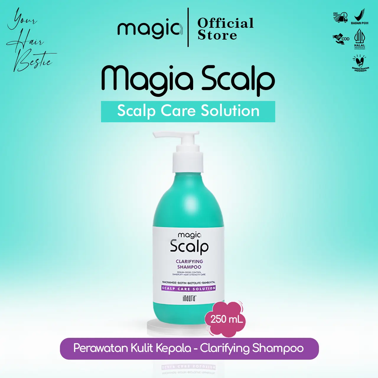 Magia Scalp Clarifying Shampoo 250 Ml shampoo untuk perawatan kulit kepala scalp care solution Extract Ketombe Membersihkan Kotoran Haircare