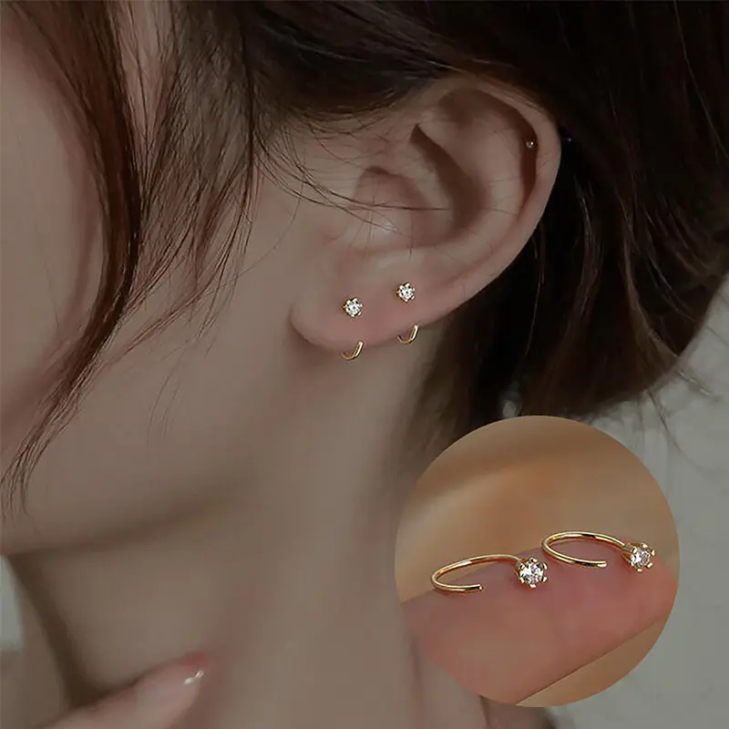 Bông Tai Đinh Tán Cho Nữ, 1 Đôi, Thời Trang Hàn Quốc, Trang Sức Dự Tiệc Cho Bé Gái, Phụ Kiện Thanh Lịch