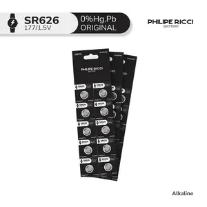 PhiLipe Ricci 1pcs Baterai LR626 0% Hg.Pb