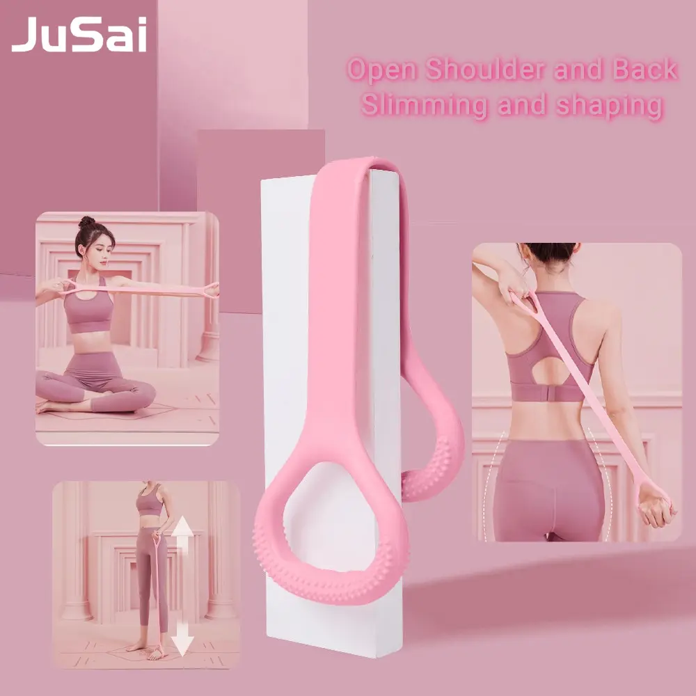 JUSAI brand, New thickened silicone elastic rope, figure of 8 pull-ups, women, open back shaping, shoulder and back training, yoga stretching band