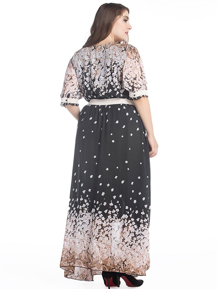 3086# Dubai Latest Model Woman Kimono Flower Chiffon Dress - CHAOMENG MUSLIM SHOP