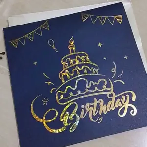 【Bisa COD】Kartu Ucapan Pop Up 3D Happy Birthday Card /Ada Lampu Dan Musik / Tulisan Happy Birthday Dengan Amplop