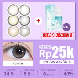 [beli 1 gratis 1] Mysticeyes Softlens Normal Big Eyes 14.0mm-14.5mm 1Pasang softlens+1cairan softlens