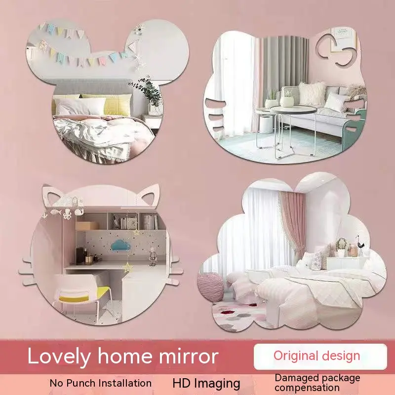 Bathroom mirror Wall mount self-adhesive toilet vanity makeup mirror perforation-free decorative acrylic soft mirror patch
