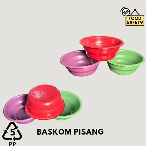 (PAKET LUSINAN) BASKOM PISANG ELEGENT - EMBER NASI BERKATAN PLASTIK MOTIF PISANG - BASKOM NASI HAJATAN SELAMATAN ANTI PECAH