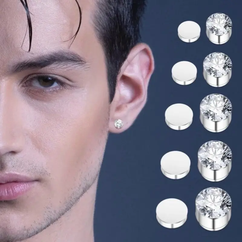 ANTING MAGNET PERMATA PRIA WANITA SILVER KOREAN STYLE