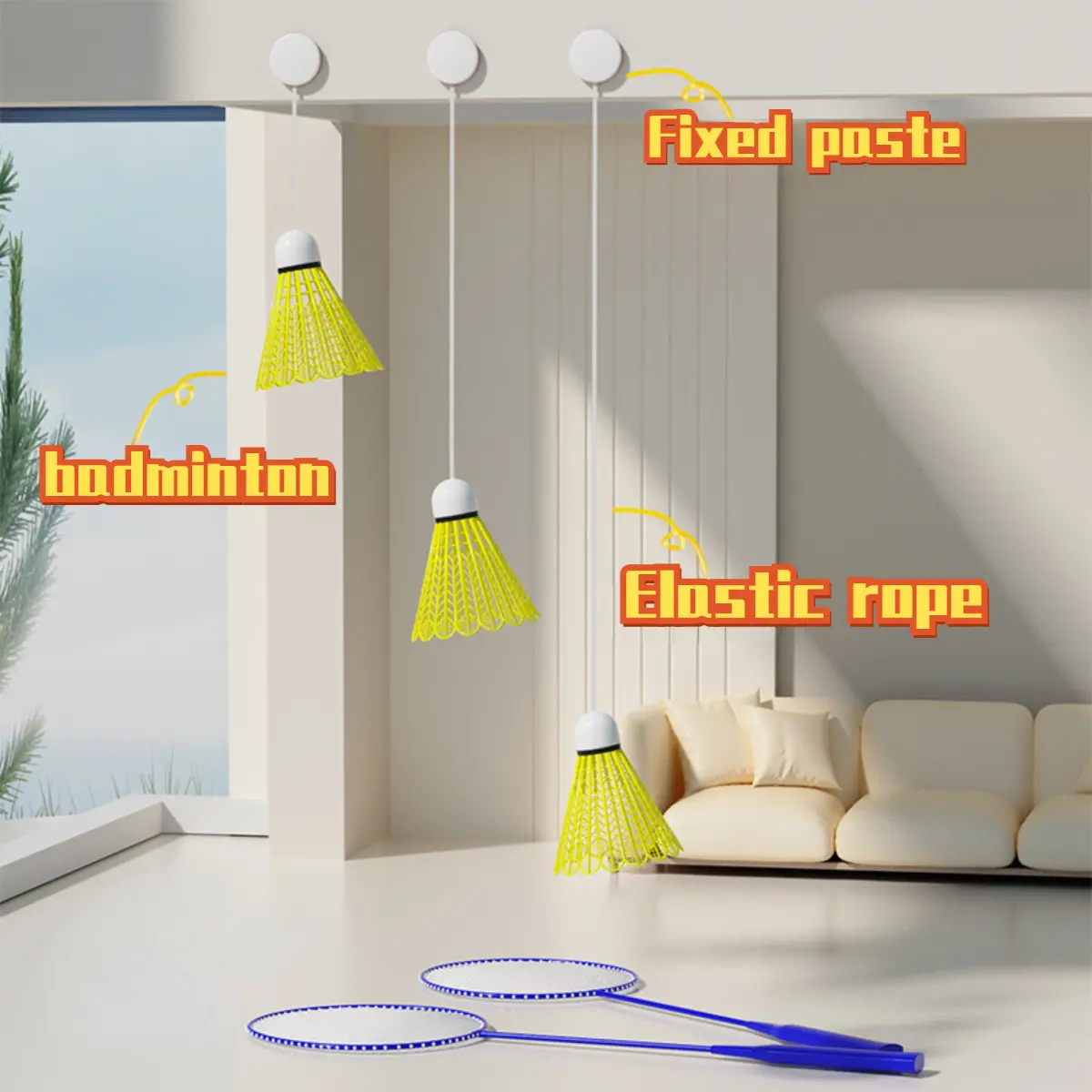 Badminton training equipment - Single person rebound self hitting, one person self training, children's and adult practice auxiliary equipment