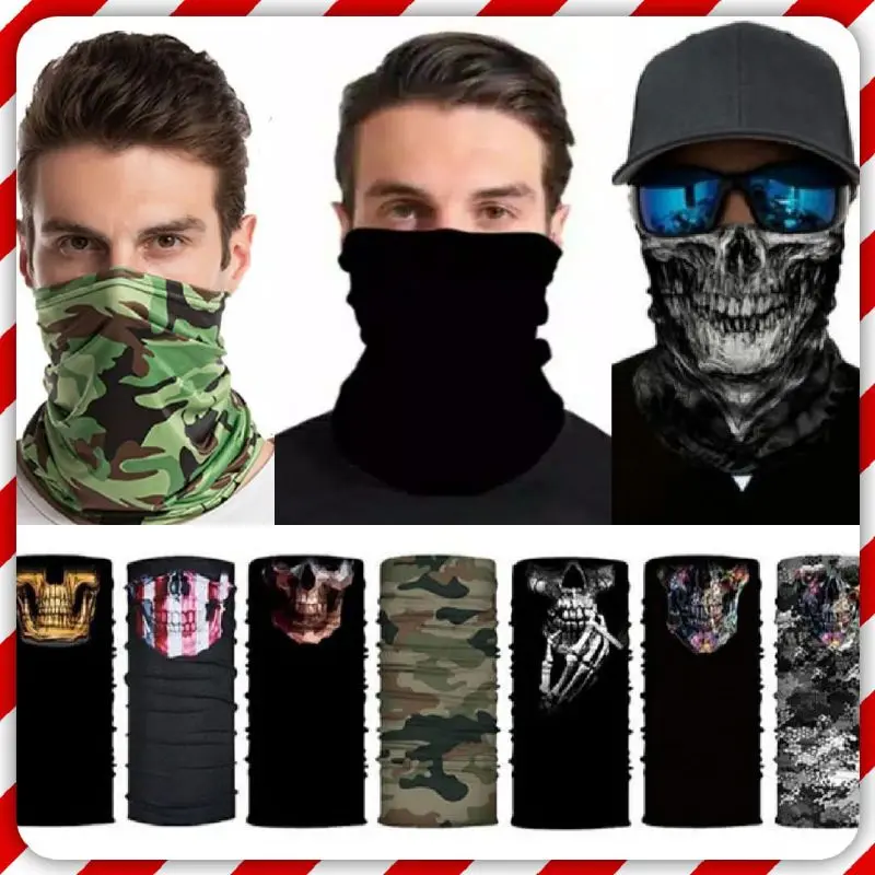 Buff Masker Slayer Penutup Wajah Muka Kepala Leher / Motif Loreng Tengkorak Hitam Polos Masker Pria Motor Motorcycle Face Mask