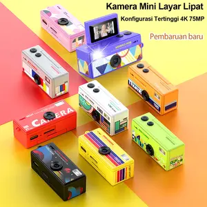【Hadiah Hari Raya】4K Kamera Digital olahraga Gaya tren Mini Ultra HD dengan Layar Flip Kamera Jempol Portabel untuk Foto&0.96 inch Default 75MP Video Desain Retro Kompak dengan Lampu LED Cocok untuk Vlog Traveling dan Pemotretan V380 Smart Hadiah Lebaran