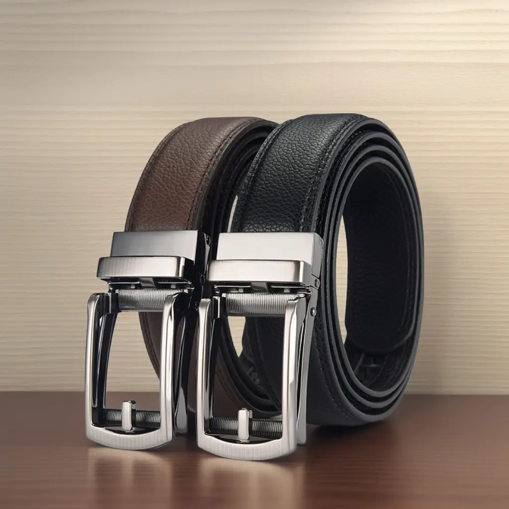 Factory direct sales of two-layer cowhide men's automatic buckle belt - flexible but strong and wear-resistant, the merchant will eat it if it breaks