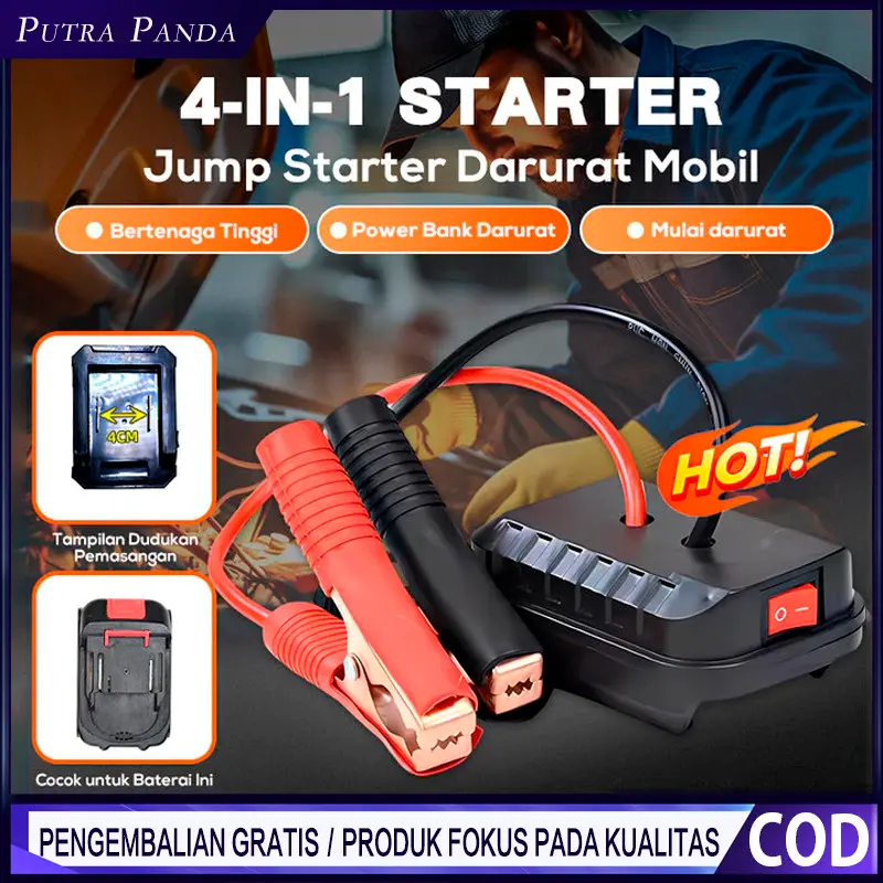 Starter Mobil Makita – Adaptor Baterai Lithium untuk Charger Aki & Pemantik Mesin Mobil Konverter Pengisian Daya Starter Loncat Mobil untuk Baterai Lithium Makita Adapter Darurat Mobil