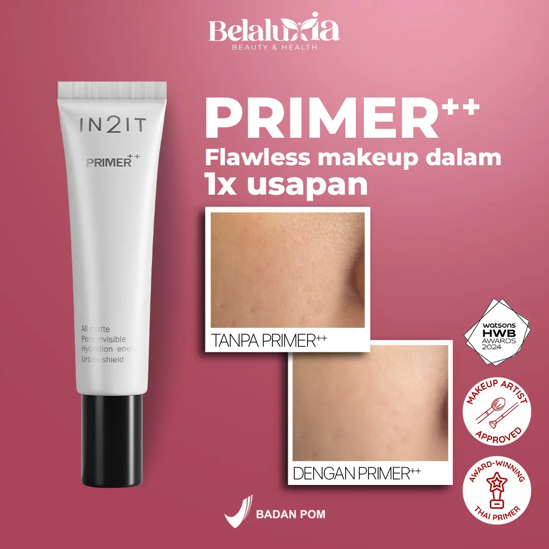BELALUXIA - IN2IT Primer++ | A Lightweight Primer Base Make Up | Primer dengan tekstur Velvet Ringan dengan Efek Blurring & Tahan Lama | Primer Wajah