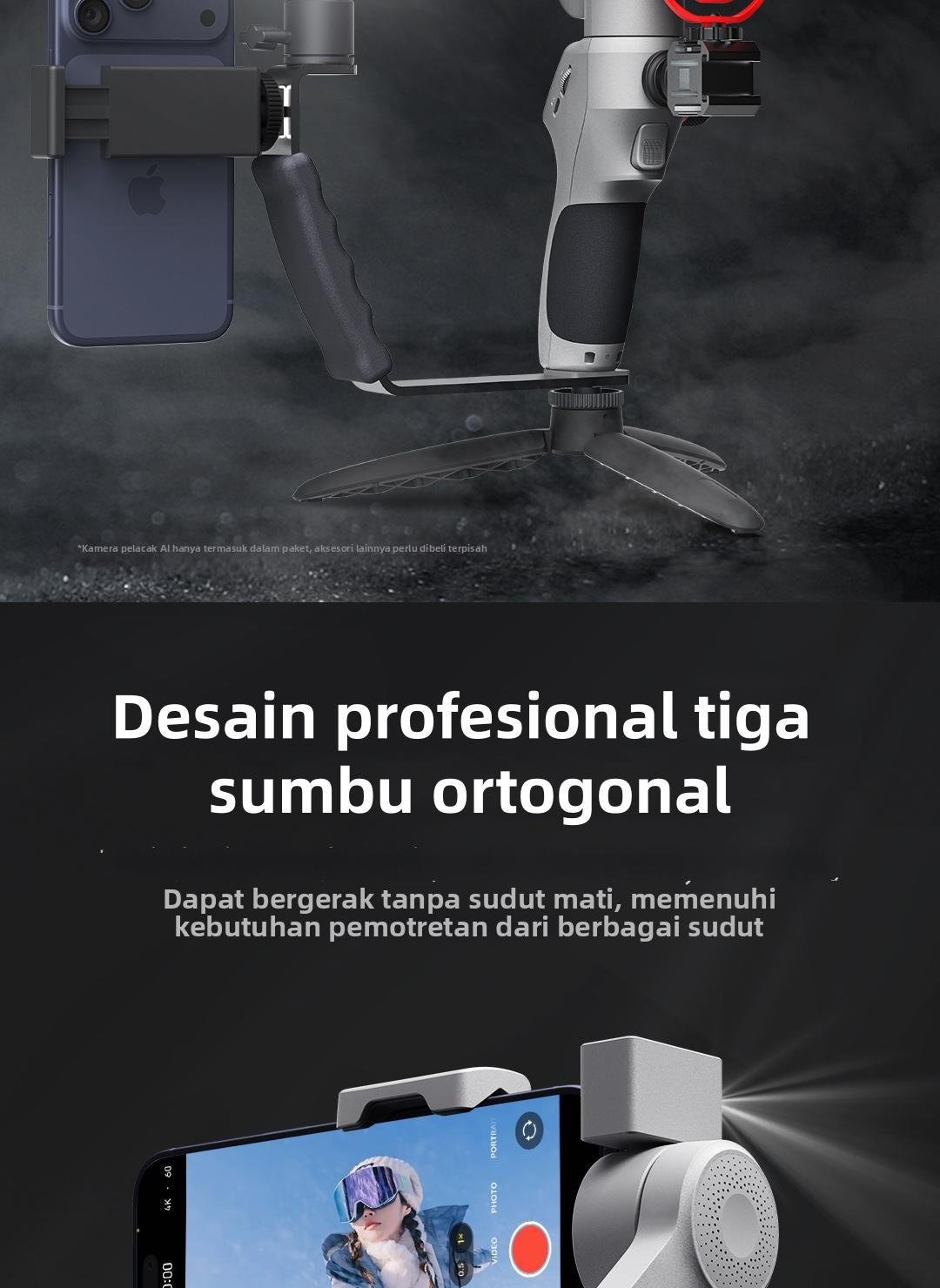 FUNSNAP Capture5 Gimbal Stabilizer HP 3 sumbu, AI Tracking Otomatis untuk Vlog & Live Streaming