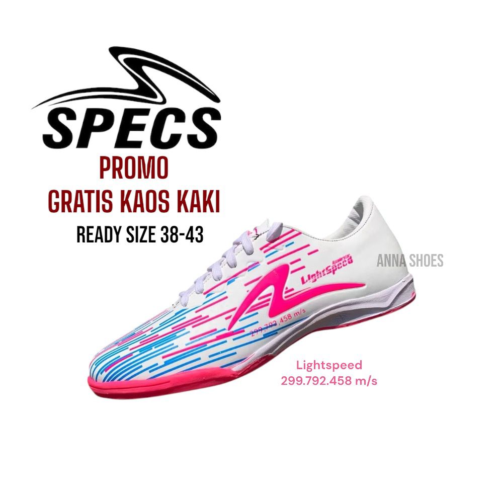 Sepatu Futsal Specs Lightspeed Reborn Terbaru - Ukuran 38-43, Bahan Semi Kulit Lentur, Sol Karet Anti Slip, Free Kaos Kaki  sepatu  futsal ls ivory sepatu futsal  flank sepatu futsal decit light  specs specs reborn original  specs specs  lightspeed