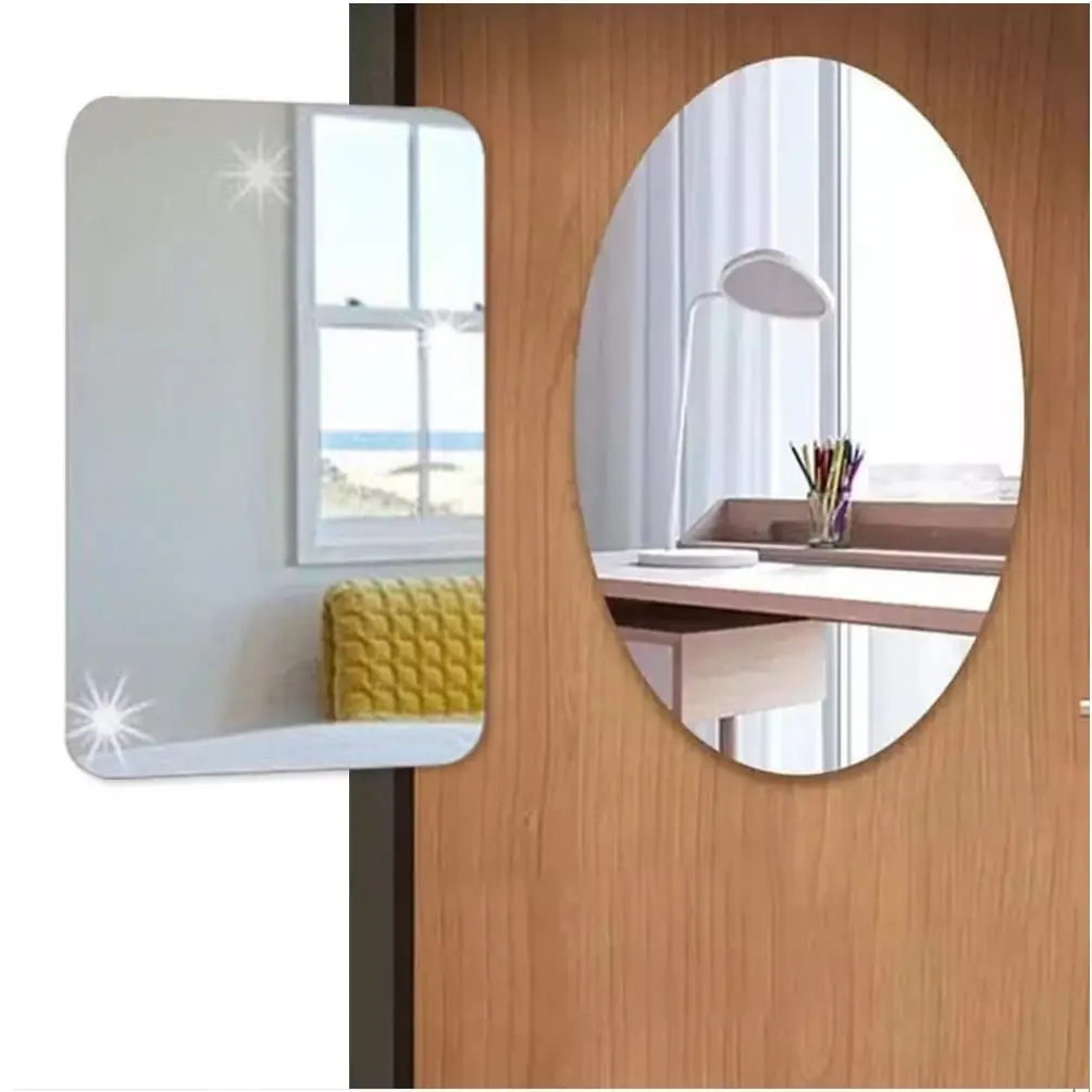 BD Cermin Kamar Mandi Tempel Dinding Perekat Sendiri Kamar Mandi Toilet Cermin Lembut Wastafel Cuci Muka Cuci Tangan Makeup Tanpa Bor R1298