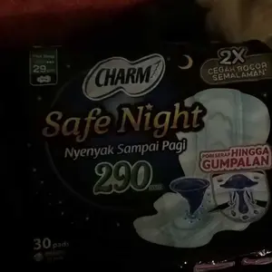 Pembalut CHARM Safe Night 29cm Wing 30pads Cegah Bocor Semalaman