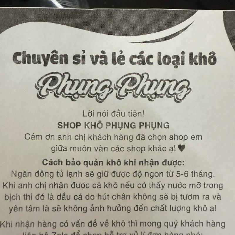 Phiếu hướng dẫn bảo quản ( tặng kèm mỗi đơn khô)