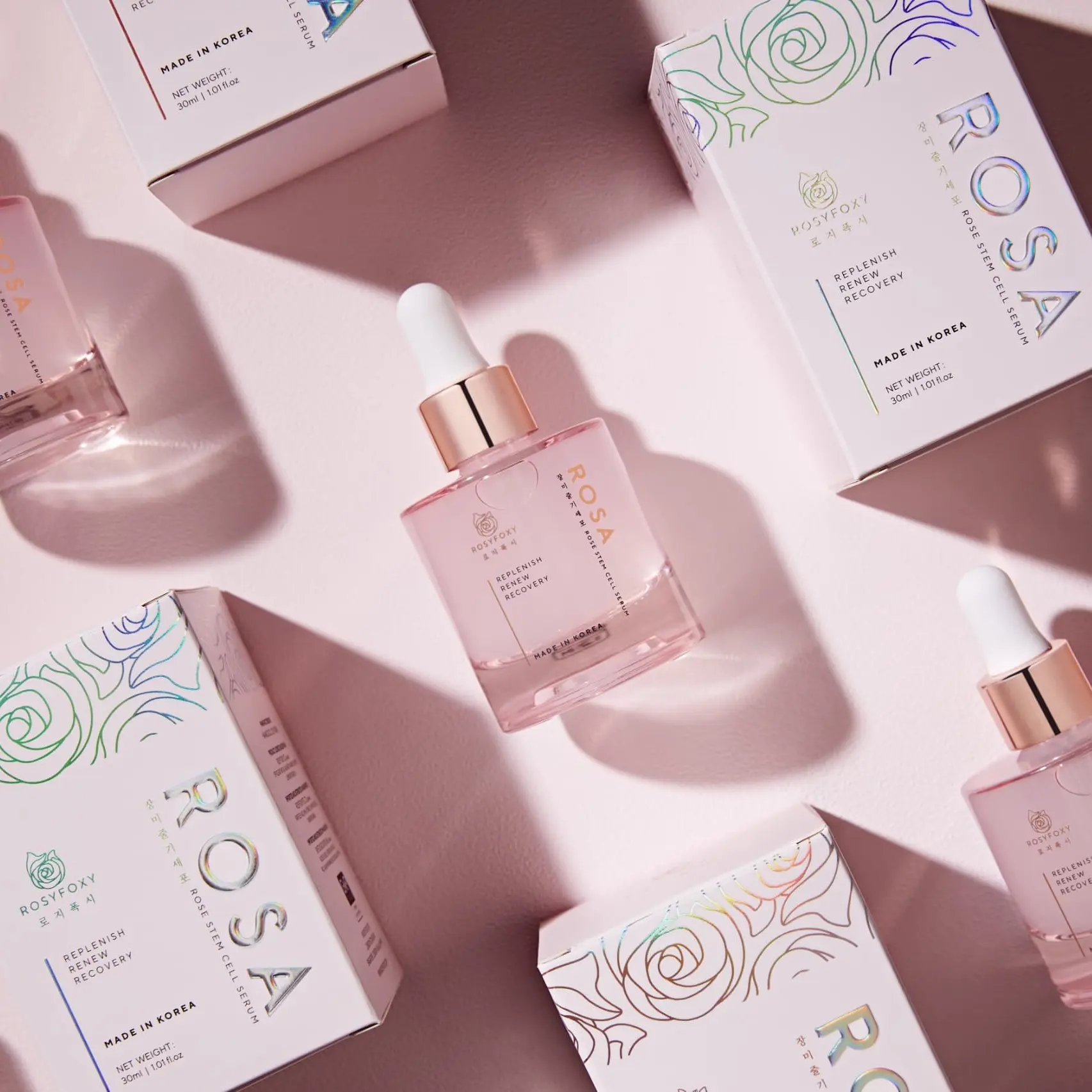 ROSYFOXY ROSA - ROSE STEM CELL SERUM - 100% MADE IN KOREA - 100% IMPORT FROM KOREA Hyaluronic  Acid Skincare Korean Whitening Skin Repair Comfort Flower