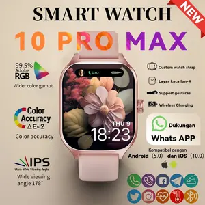 Official Smartwatch 10 Pro Max 100%baruOriginal Mendukung operasi gerakanwith 2.1" HD AMOLED Display  Waterproof  Bluetooth Call Smartwatch wireless charging Dan Ganti Wallpapper Jam Tangan Smartwatch Monitor Detak Jantung