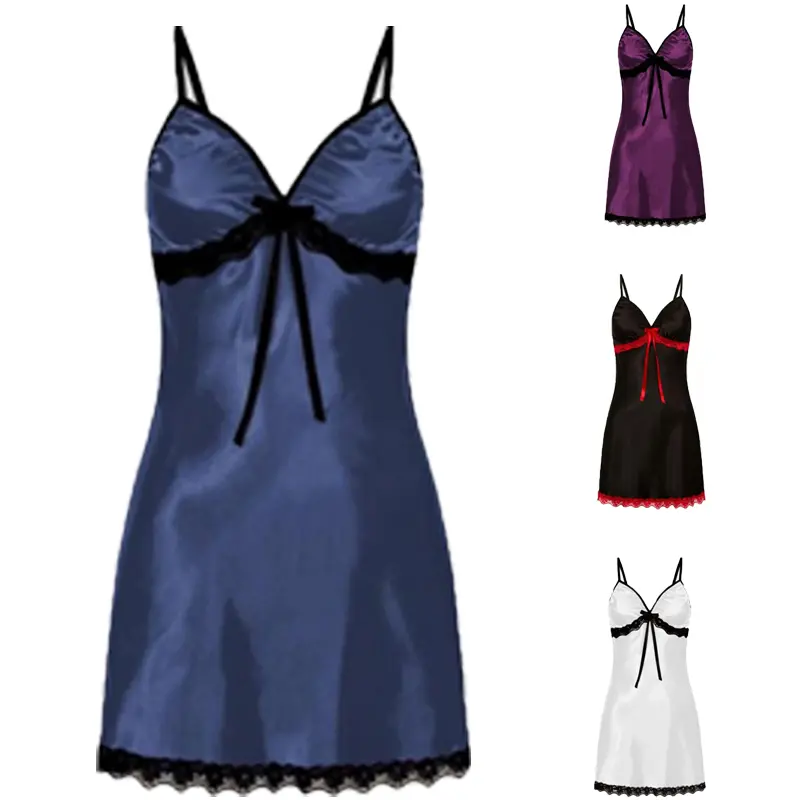 Womens Nightwear Lace Suspender Sleepskirt Multi-color Large Size Night Dress Nightgown EP