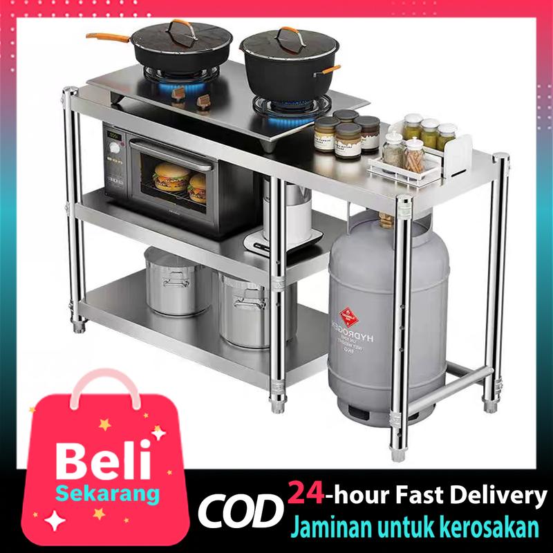 GY-0 Stainless Steel Kitchen Storage Rack keluli tahan karat gas stove Dapur Multipurpose Multi-layer Organizer Microwave Oven Rack/rak besi bertingkat/rak serbaguna viral keluli tahan karat Gas Stove Stand Furniture rak letak dapur gas
