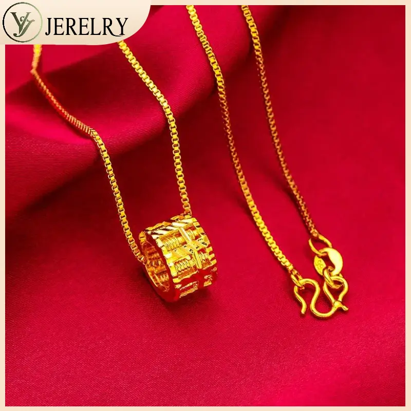 Lady sand gold abacus pendant box chain women's fine necklace abacus necklace jewelry Laoding gold waist pendant fashion luxury classic pendant exquisite ladies.