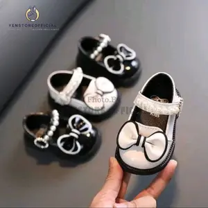 Sepatu Bayi Anak Perempuan 0 - 12 Bulan Model Mutiara Pita Trendy Lucu
