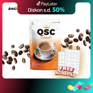 [KHUSUS LIVE] 1 POUCH (FREE ACNE PAD) QSC Female Kopi dengan gula Aren Bubuk Lancarkan Siklus Wanita Halal & BPOM
