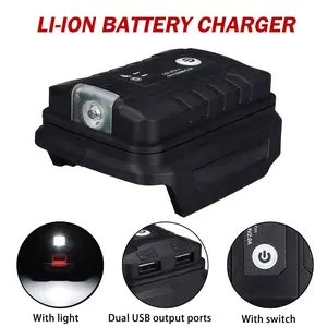 Battery Adaptor Dengan Lampu Kerja LED Untuk Makita 14.4V/18V Li-Battery BL1830 BL1430 Dual USB Converter Dengan Lampu LED Untuk Makita 18V Battery