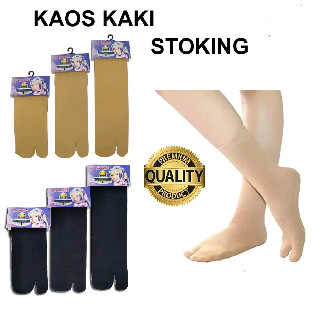 3 Pasang Stocking Dua Jari Wanita Dewasa Kaos Kaki Stoking Jempol Krem Dan Hitam Cream Lembut Nyaman Panjang Remaja Casual Semata Pendek