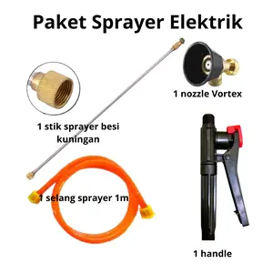 Paket Sprayer Elektrik dengan Stik  Besi , Selang, Handle, dan Nozel adjustable Siap Pasang ke Tangki  Air