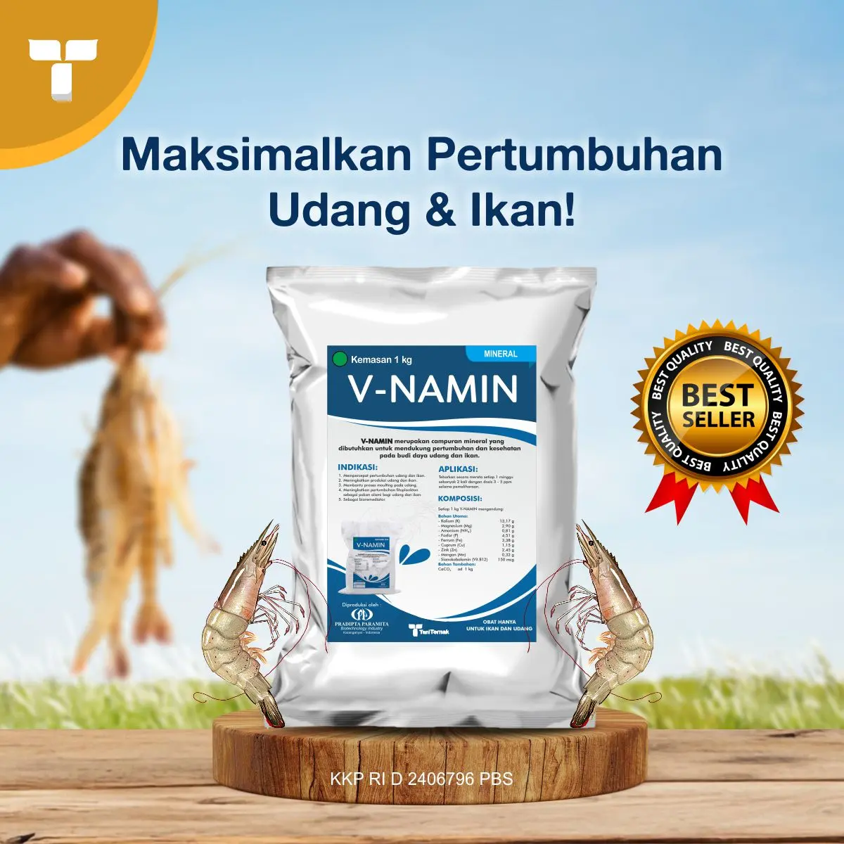 V-Namin Suplemen Mineral 1kg – Solusi Nutrisi Lengkap untuk Budidaya Udang dan Ikan