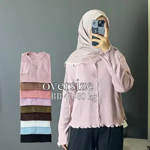 HS OVERSIZE CARDIGAN POLOS rajut wafle lengan panjang/cardigan rajut Atasan Wanita Baju