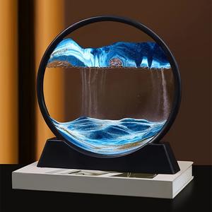 ユニークな3Dアート砂絵デコレーションアイテム、ガラス製時間の砂時計、リビングルームやテレビ台の装飾に、誕生日や休日のストレス解消ギフト