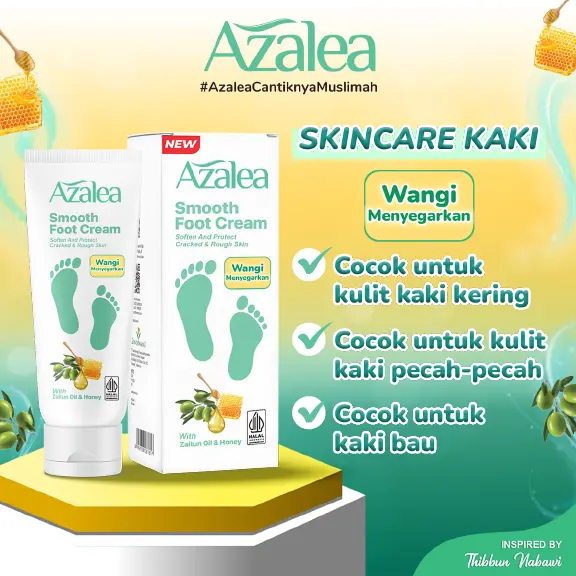 Azalea Smooth Foot Cream (For Hand & Foot) - Krim Zaitun Perawatan & Pelembut Kaki, Siku, & Telapak Tangan Kering Pecah - Pecah