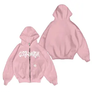 Hoodie Zipper Boxy Broken pink Baby Premium