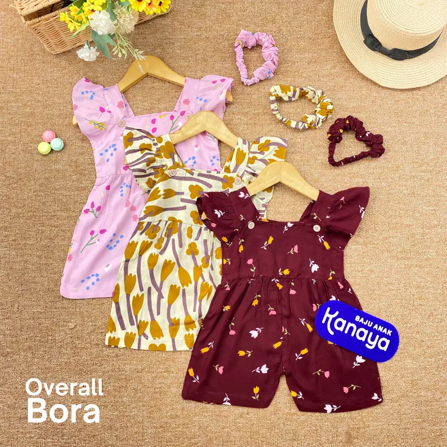 3-18 BULAN OVERALL BAYI PEREMPUAN BORA BAJU KODOK BAYI JUMPSUIT BAYI BY MIAGI (SNI) katun rayon