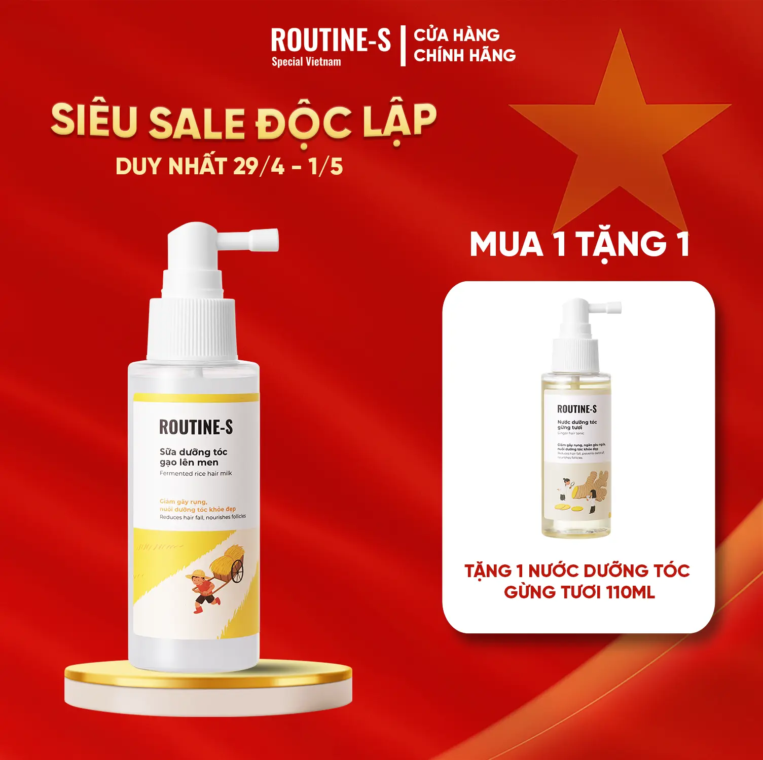 [MUA 1 TẶNG 1] Sữa Dưỡng Tóc Gạo Lên Men Biotin ROUTINE-S 110Ml – Hỗ Trợ Giảm Gãy Rụng, Nuôi Dưỡng Tóc Mềm Mượt - Xịt ủ chân tóc trước gội + Xịt dưỡng chân tóc sau gội