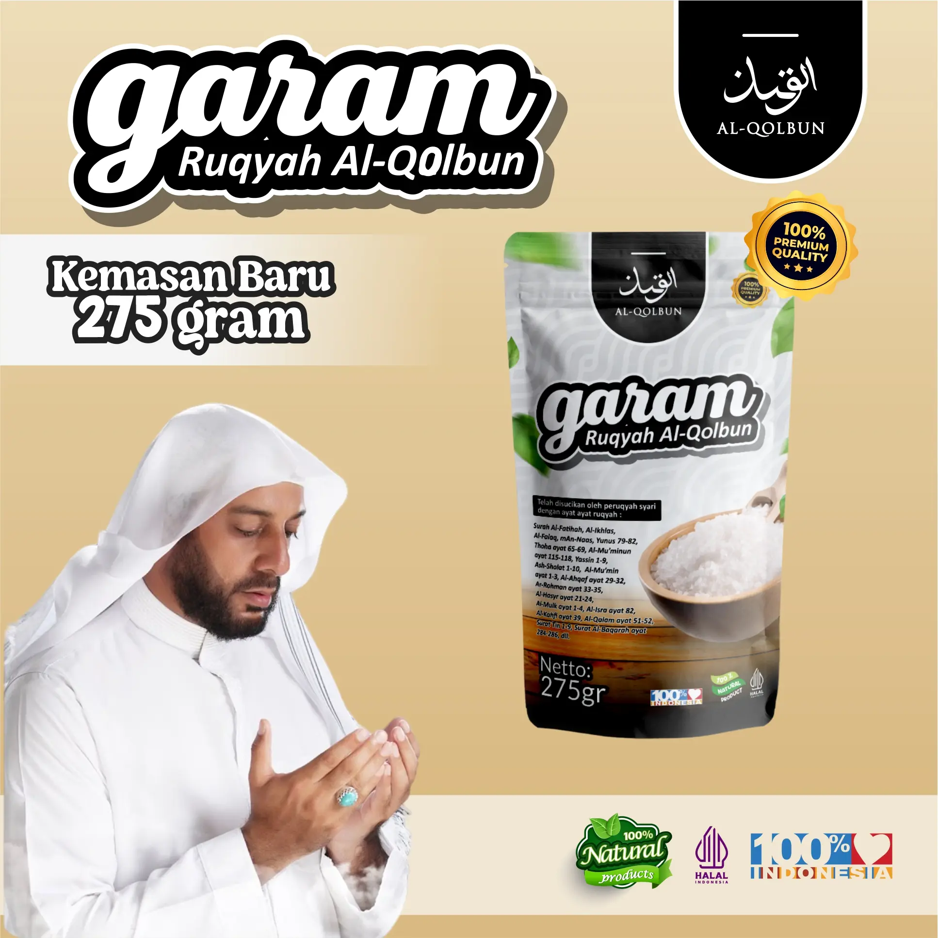 [Al-Qolbun]Garam Al-Qolbun Asli 100% | Varian 275gr | Bonus Sabun Bidara & Tasbih