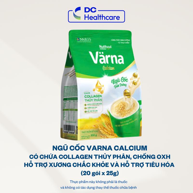 NGŨ CỐC CANXI DINH DƯỠNG TPBS Túi 500g Nutifood Varna Life (Xanh lá) Ngũ cốc dinh dưỡng hỗ trợ xương khớp chắc khỏe Bổ sung thêm Collagen thủy phân (20 gói x 25g)
