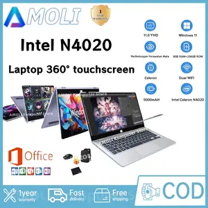 [Touchscreen]AMOLI Laptop 2-in-1 Intel N4020 11,6 inch laptop  8GB + 256GB SSD Gratis Instalasi Windows 11 + office+Garansi 1 Tahun+ Laptop Gaming, Laptop Pembelajaran