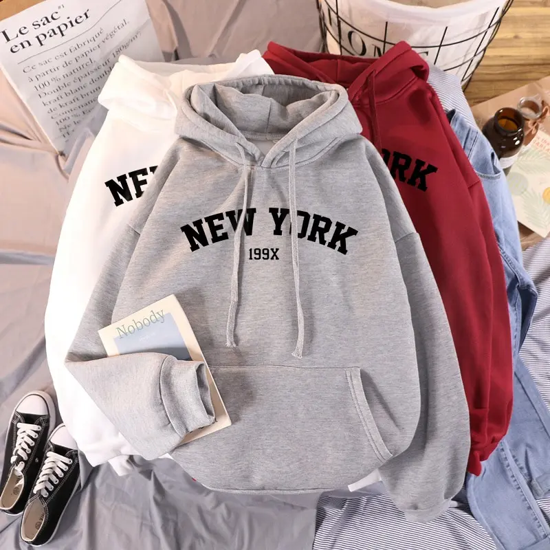 NEW Sweatshirts Women's NEW YORK Printing Hooded Female Thicken Warm Hoodies Lady Tops hoodies