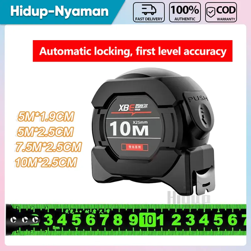 【Ready Stock】Meteran Tukang Measuring Tape Pita Neon Tebal dan Pita Tahan Aus Tongkat Pengukur Kelas Industri Presisi Tinggi Baja Tahan Karat Tebal