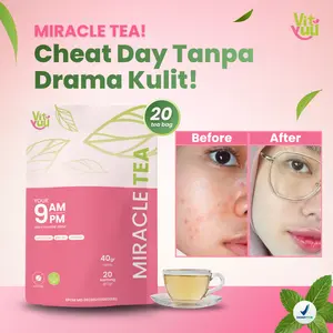 [BPOM] Vityuu Miracle Tea - Teh Herbal Teh Spearmint Untuk Jerawat Kalem dan Pipi Tirus - Anti Puffy Face Teh Skincare dari Dalam (20 tea bag)